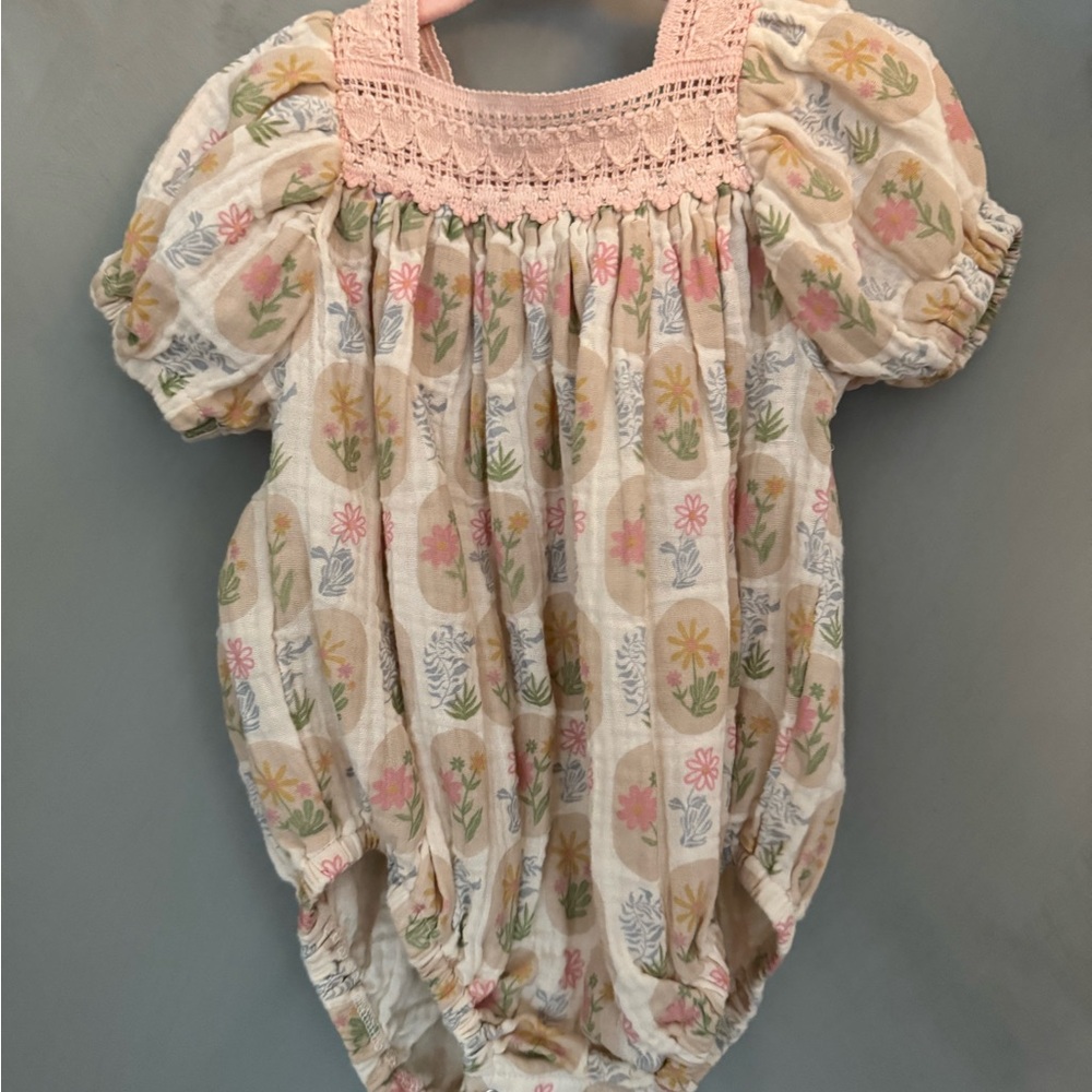 Wild Wawa Floral Baby Romper with Pink Accents
